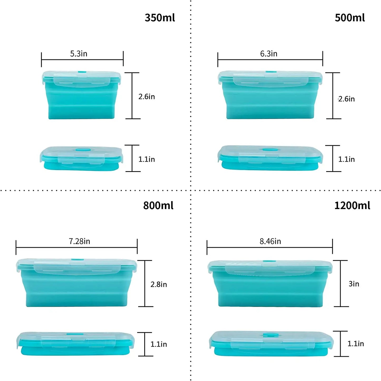 4 Pcs Silicone Food Containers